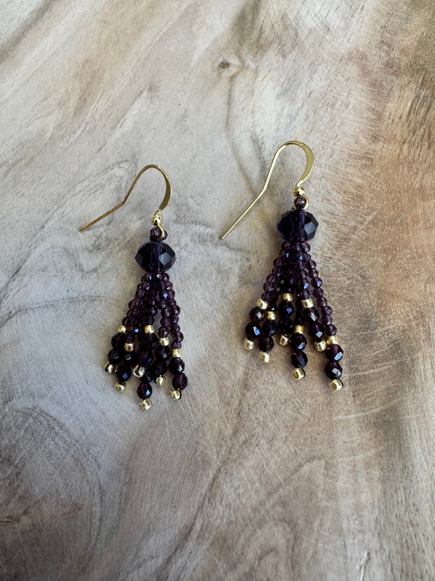 "Bohemia" crystal earrings with gold plated hooks
