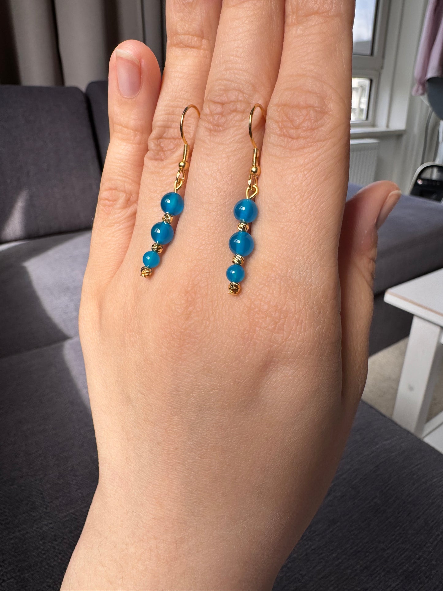 Vertical natural stone earrings