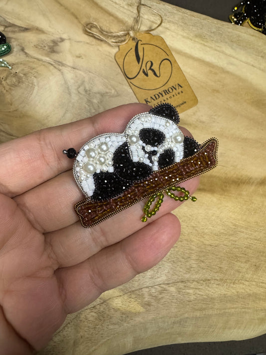 Sleeping panda brooch