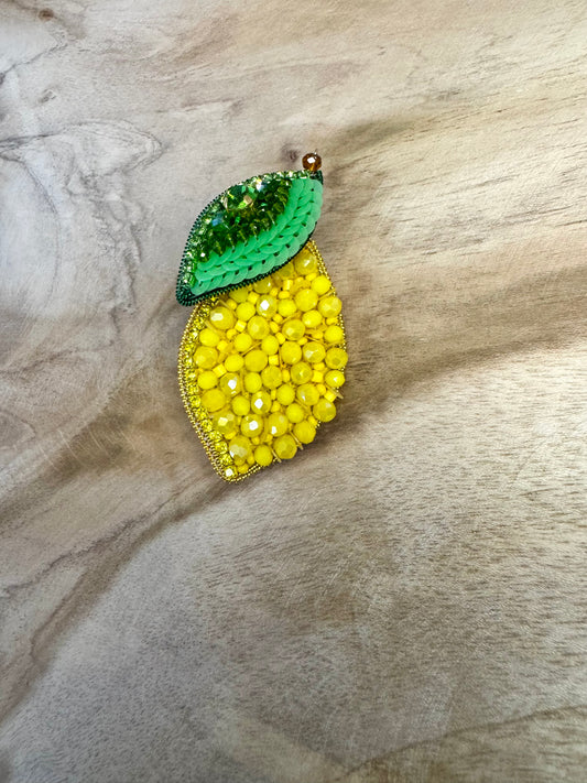 Brooch Lemon with leaf