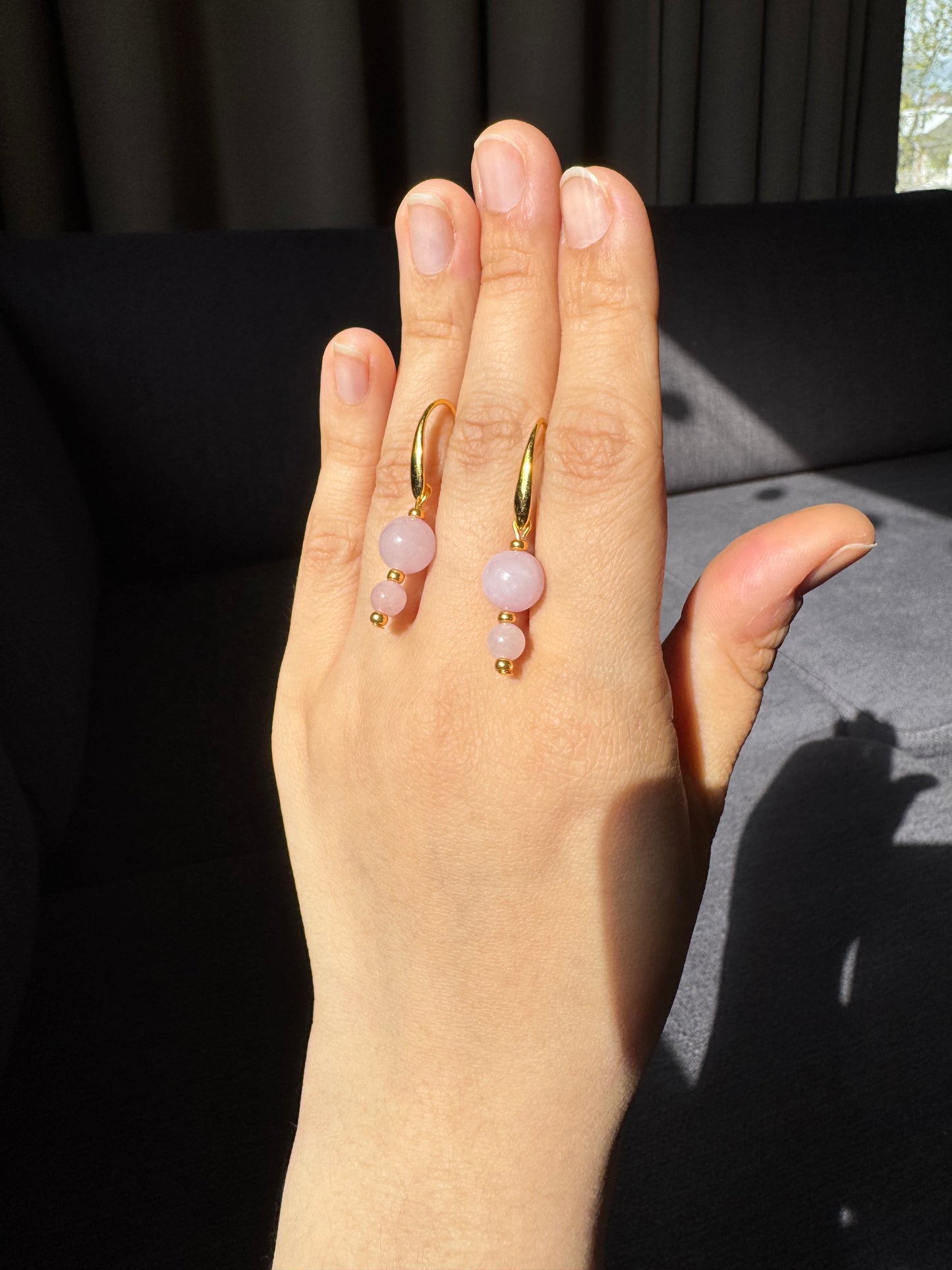 Vertical natural stone earrings