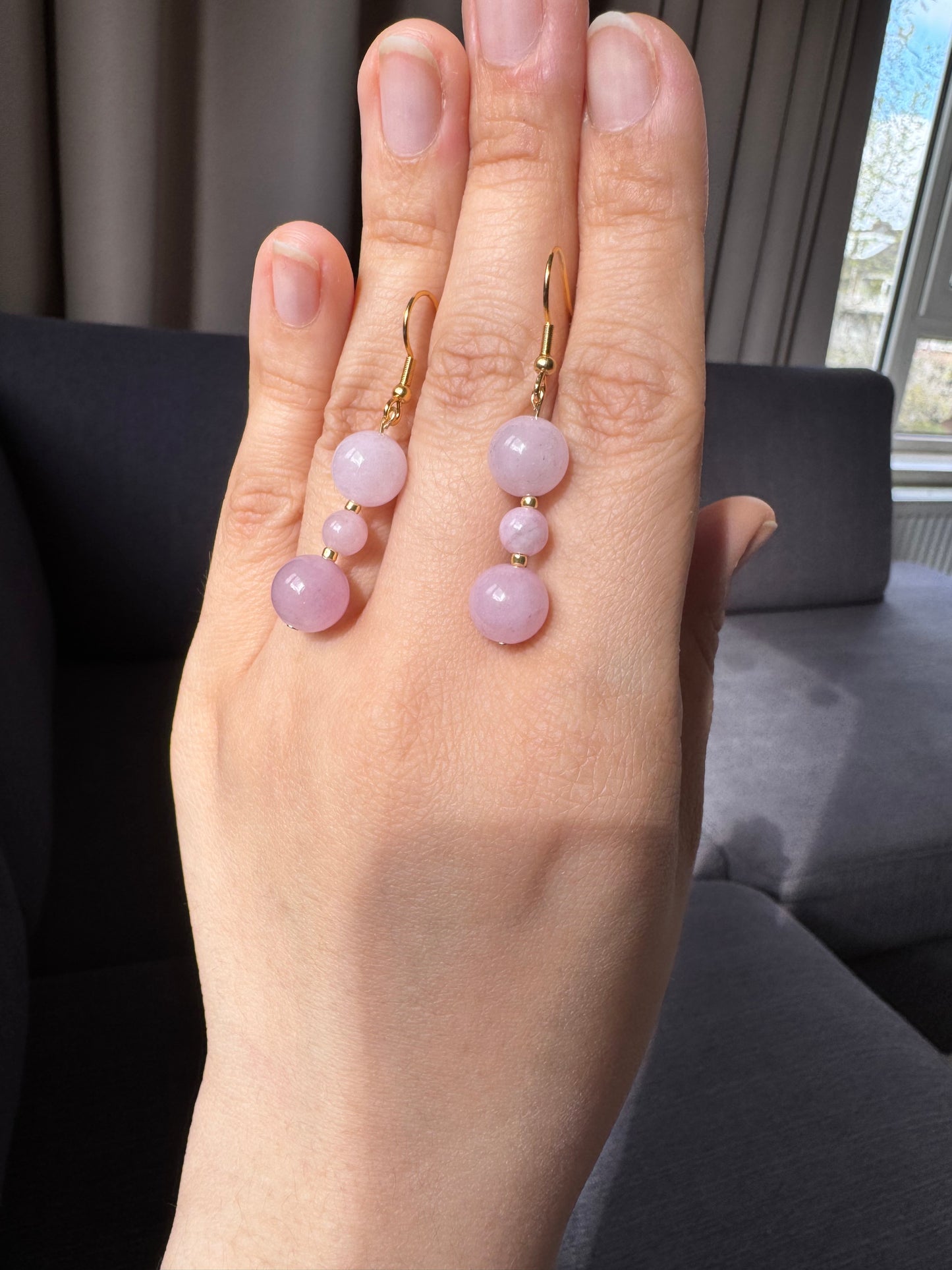 Vertical natural stone earrings