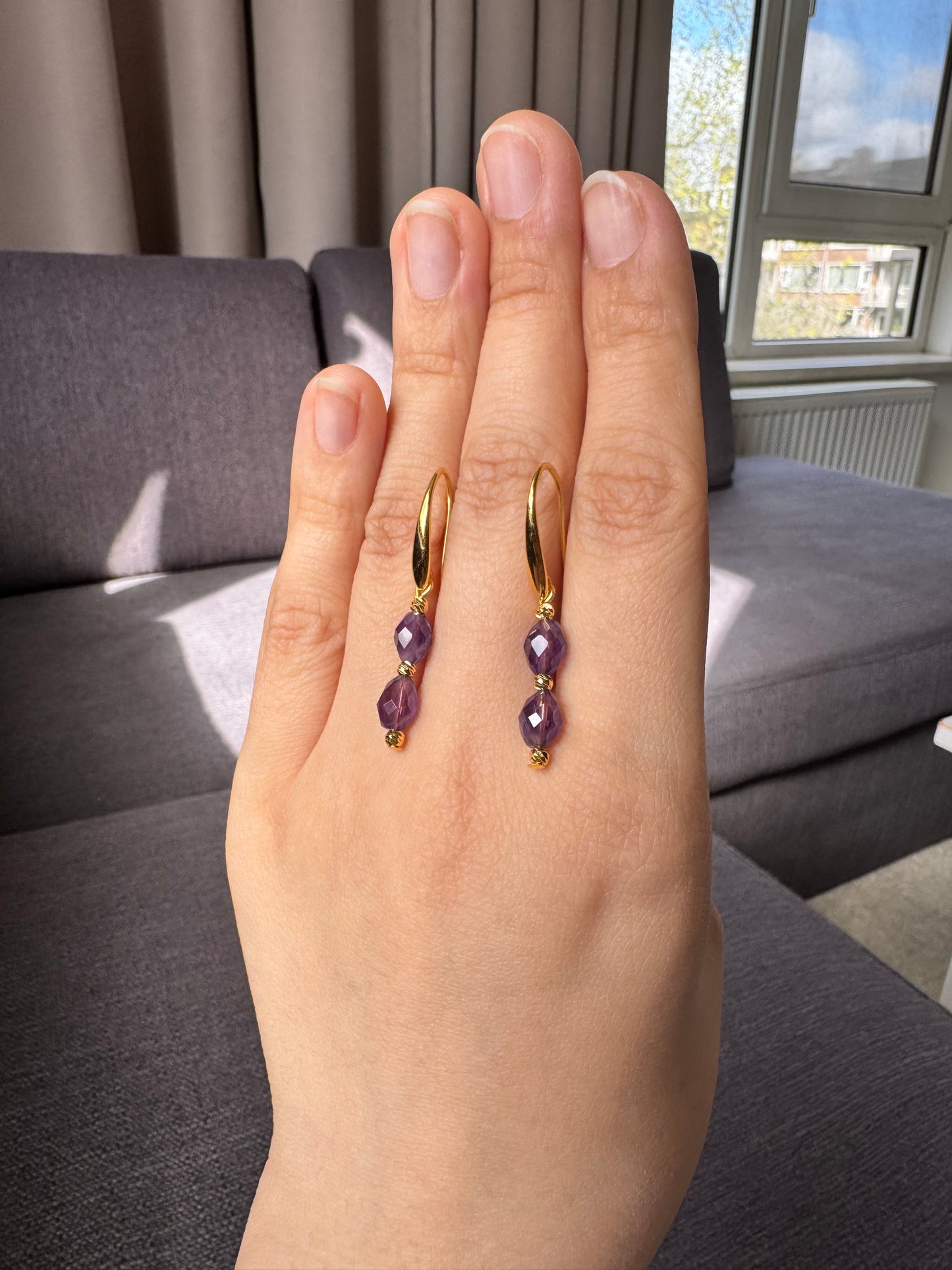 Vertical natural stone earrings