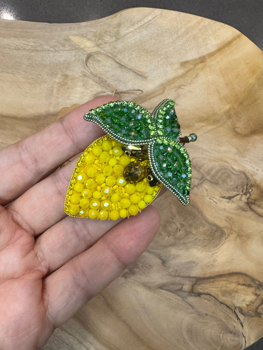 Brooch Lemon with leaf