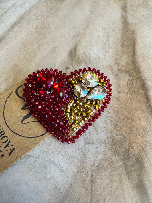 Two colored Heart brooch