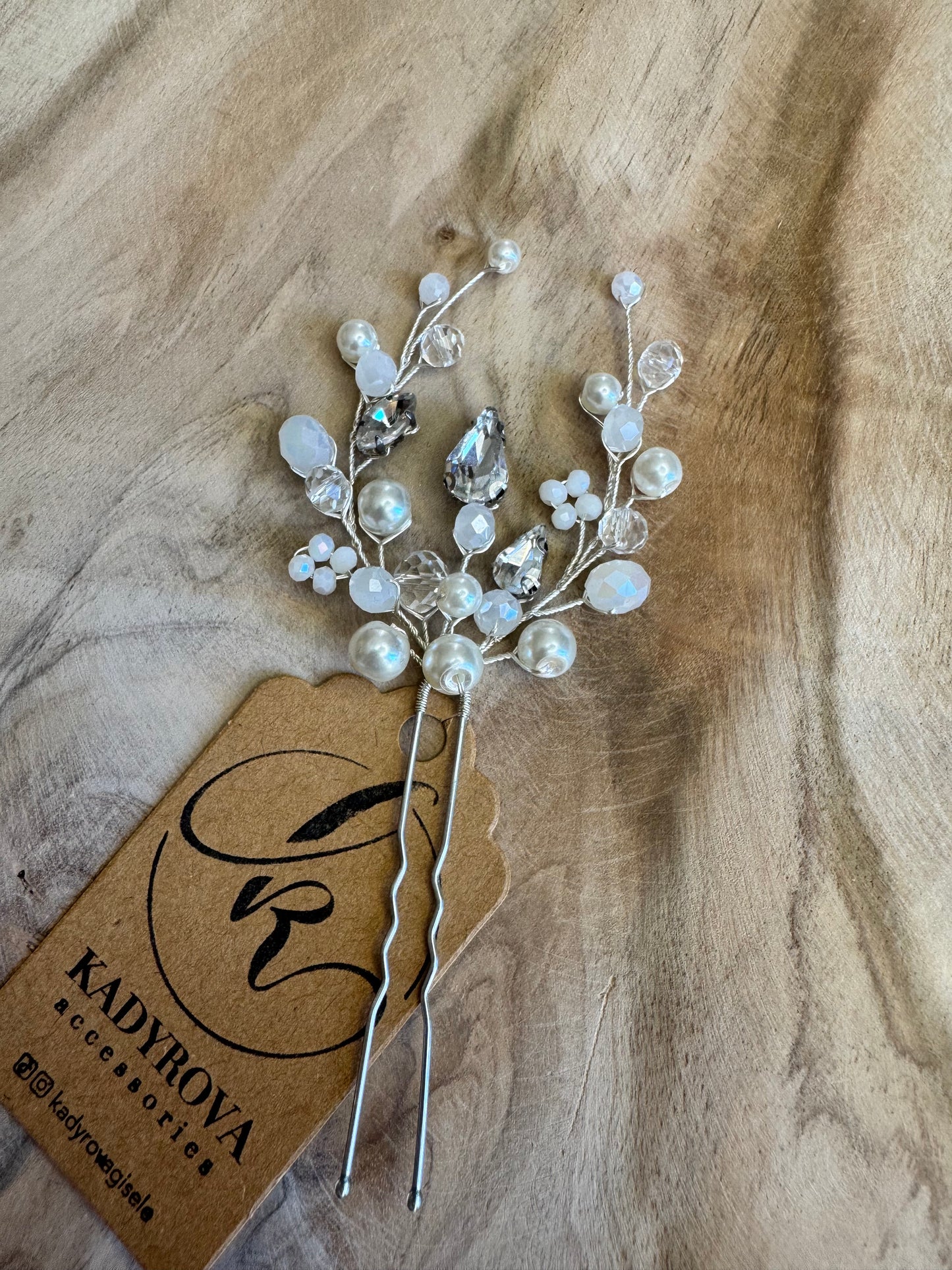 Crystal pearl hairpin