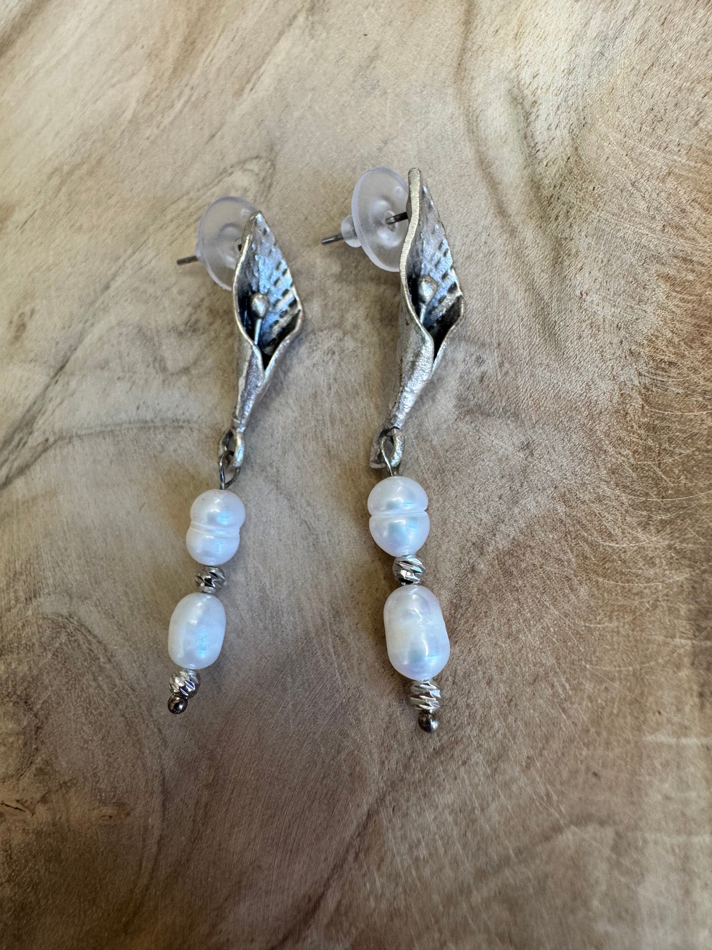 Vertical natural stone earrings