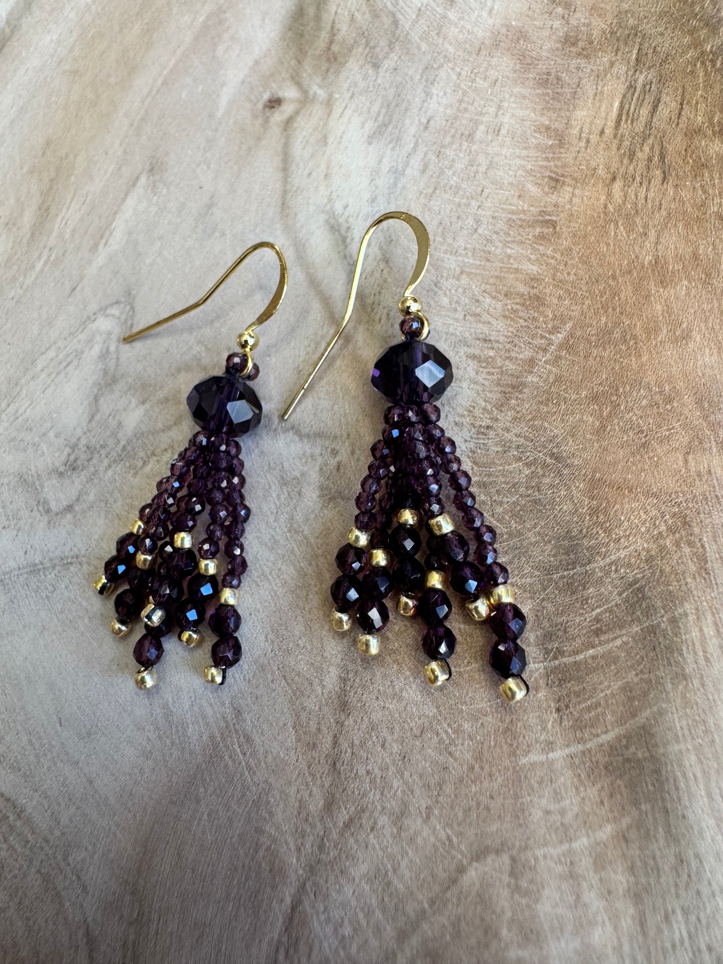 "Bohemia" crystal earrings with gold plated hooks