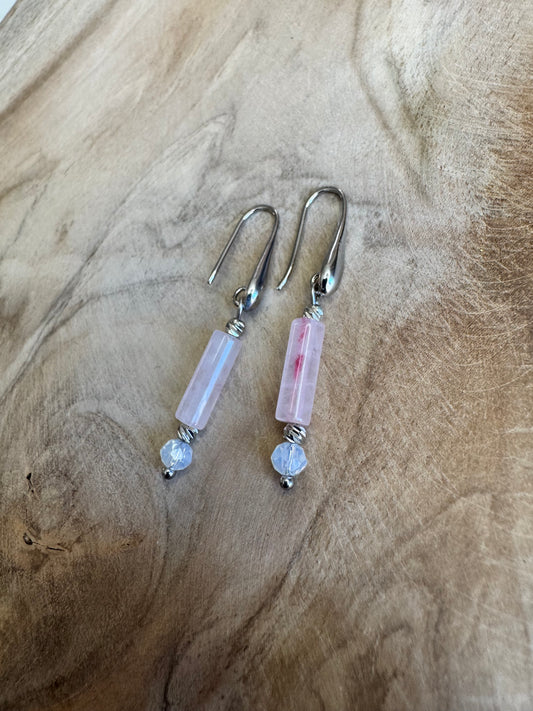 Vertical natural stone earrings